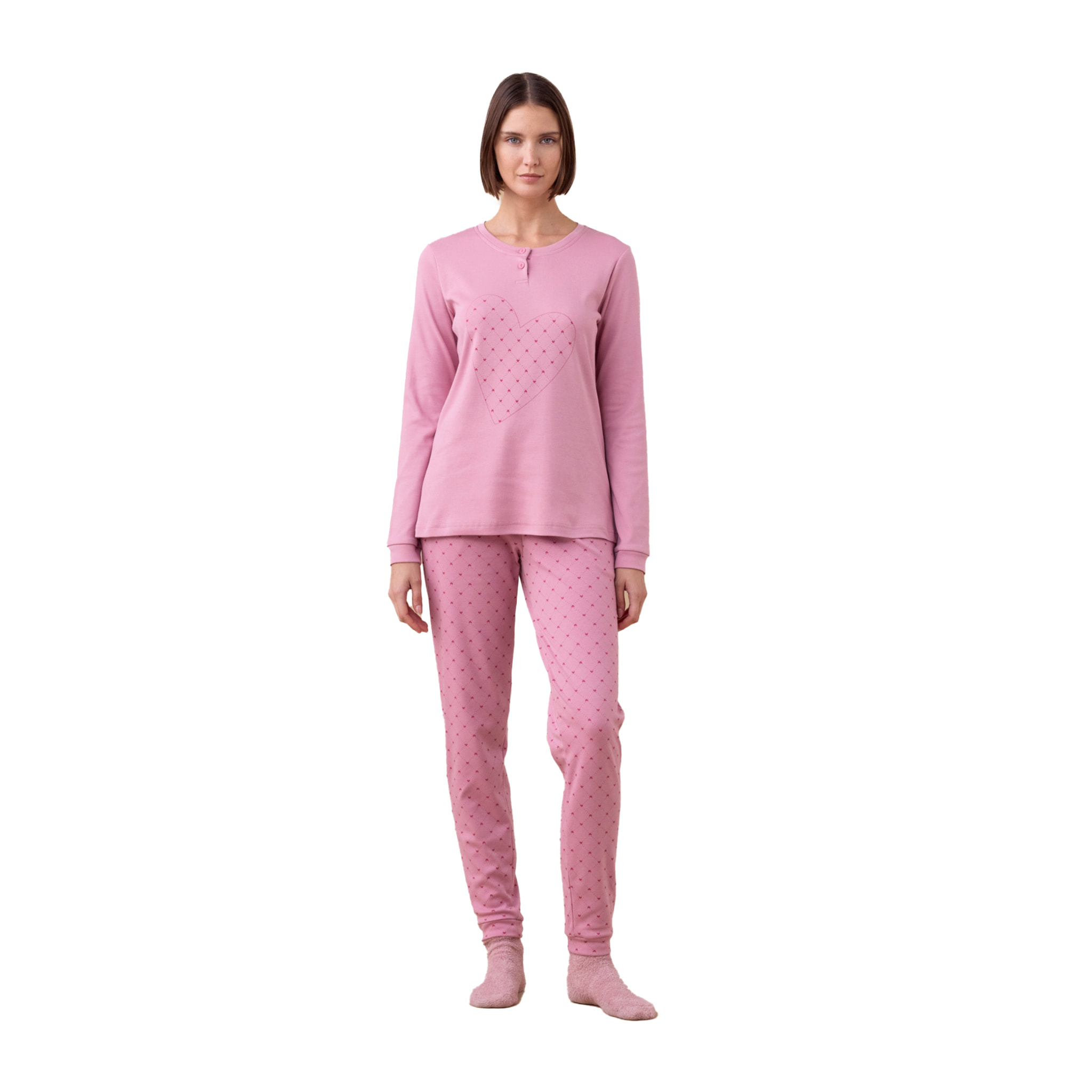 Pigiama donna in jersey invernale articolo cuore. Noidinotte