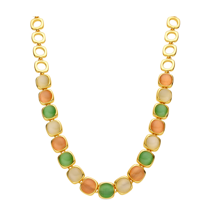 Collar con Ojo de Gato Multicolor acabado oro 18k