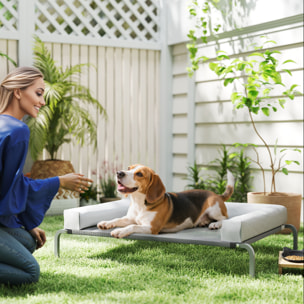 Cama Elevada para Perros Refrescante con Refuerzos Extraíbles Cama Elevada para Perros Medianos Portátil con Malla Transpirable Marco de Acero para Interior Exterior 110x75x30 cm Gris Claro