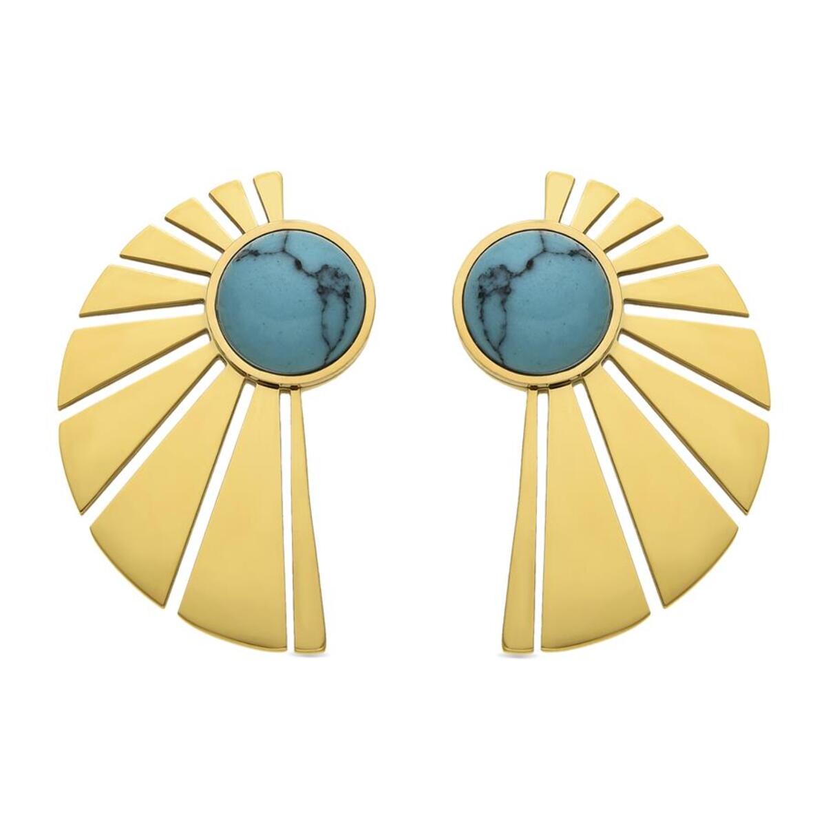 Pendientes con Turquesa acabado oro 18k