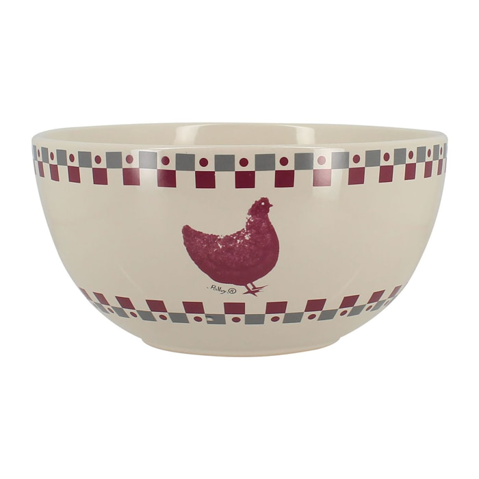 Lot de 6 bols 55cl en grès avec décor campagne GALLINA