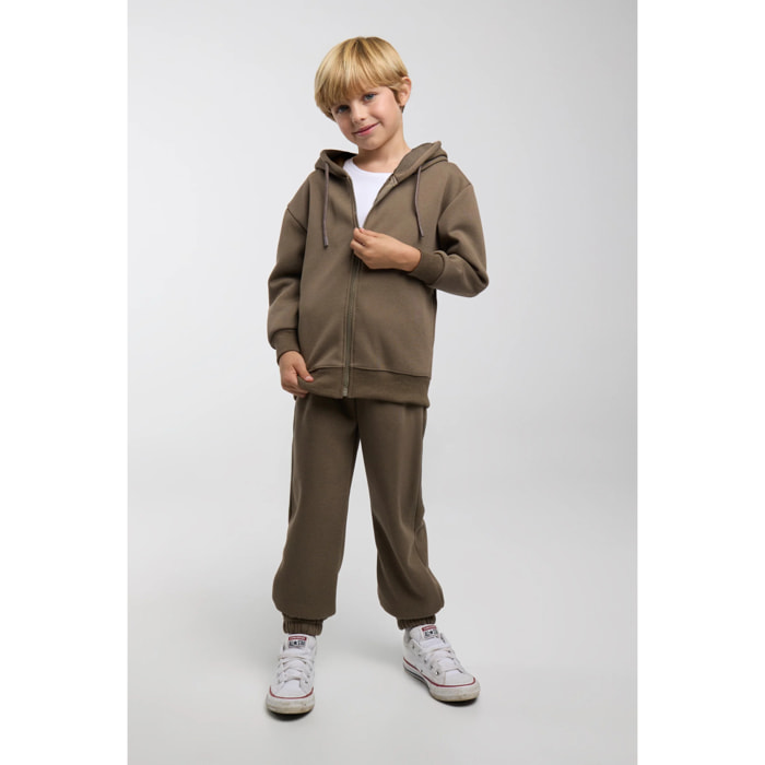 Chándal deportivo de niño afelpado chaqueta y jogger ancho verde botella