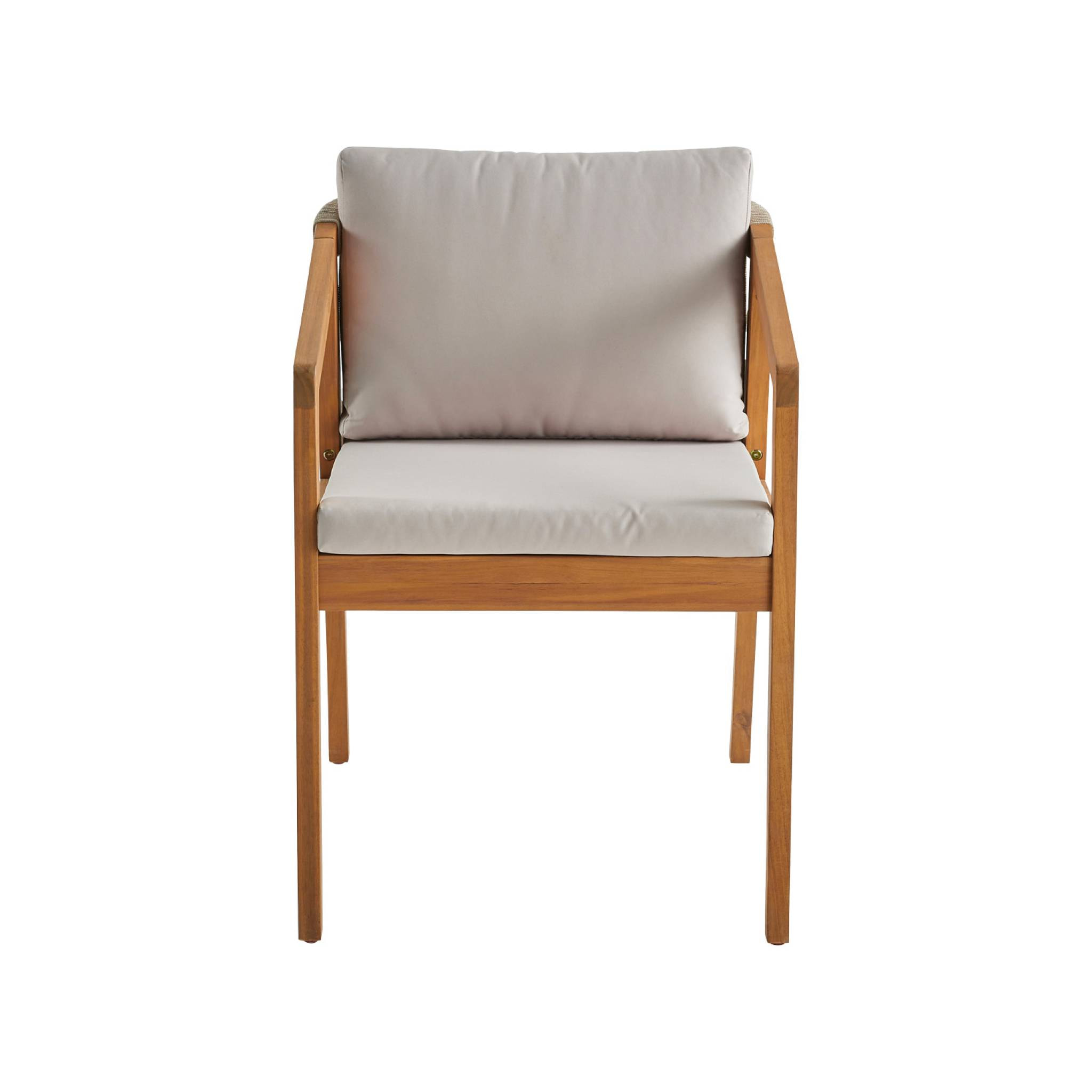 Lot de 2 fauteuils de jardin GRANADA en bois d'acacia avec cordes. 62 x 53 x 72 cm. résistant aux UV