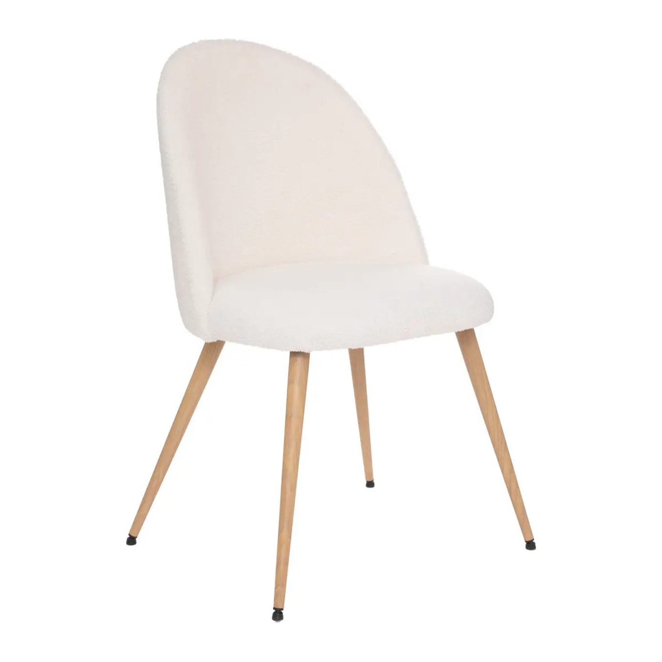 Chaise "Slano" - bouclette - pieds imitation hêtre - blanc