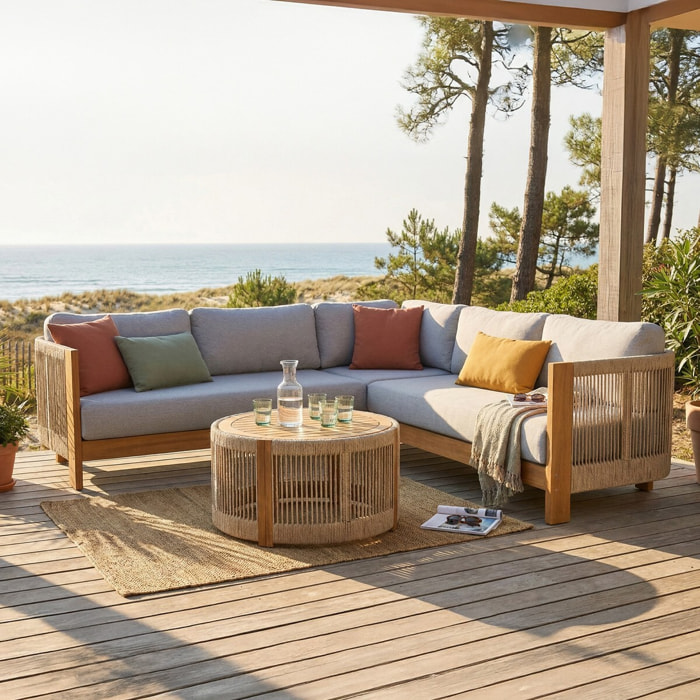 Salon de jardin d'angle 5 places en bois FSC - PRAIA