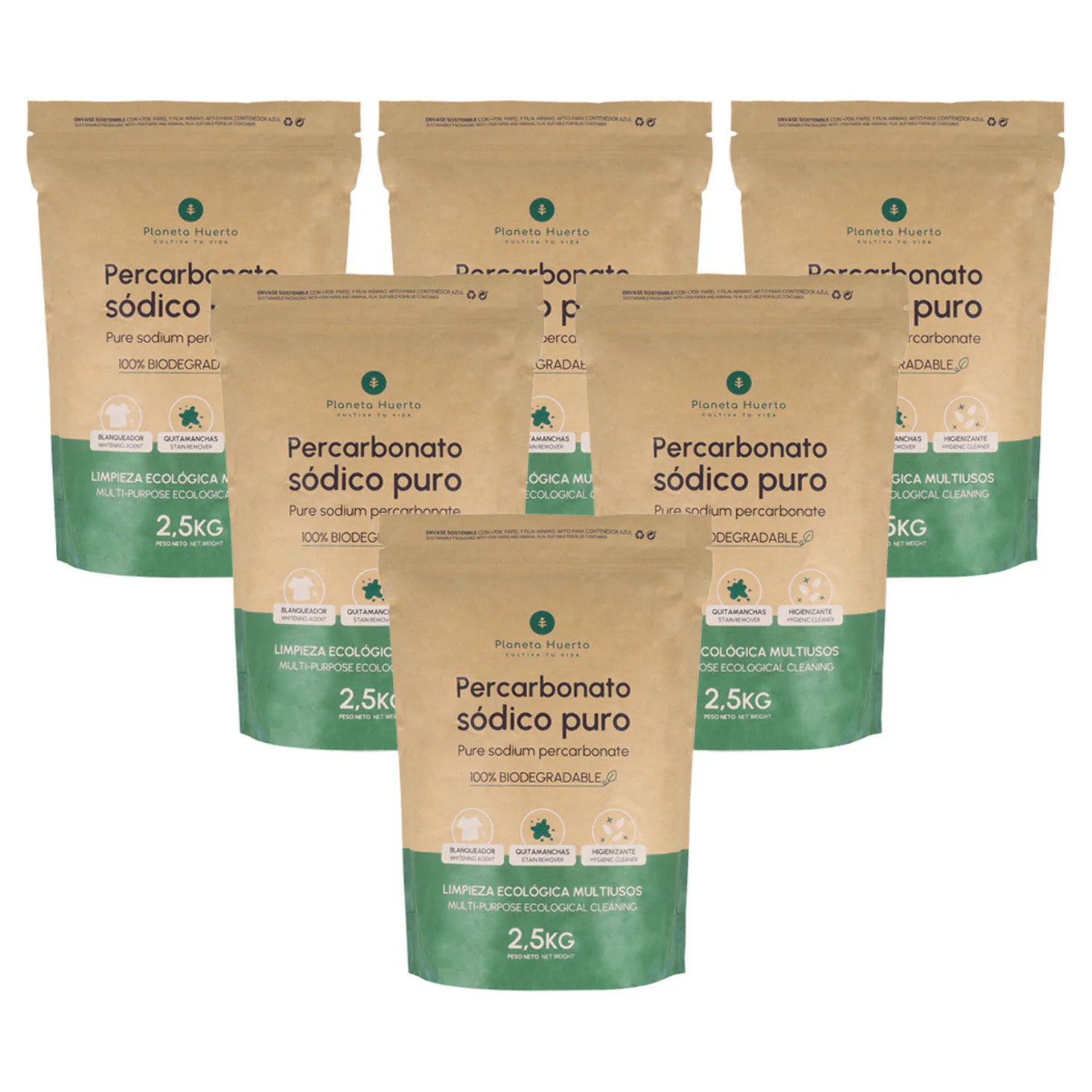 Pack 6x Percarbonato sódico Planeta Huerto 2,5 kg