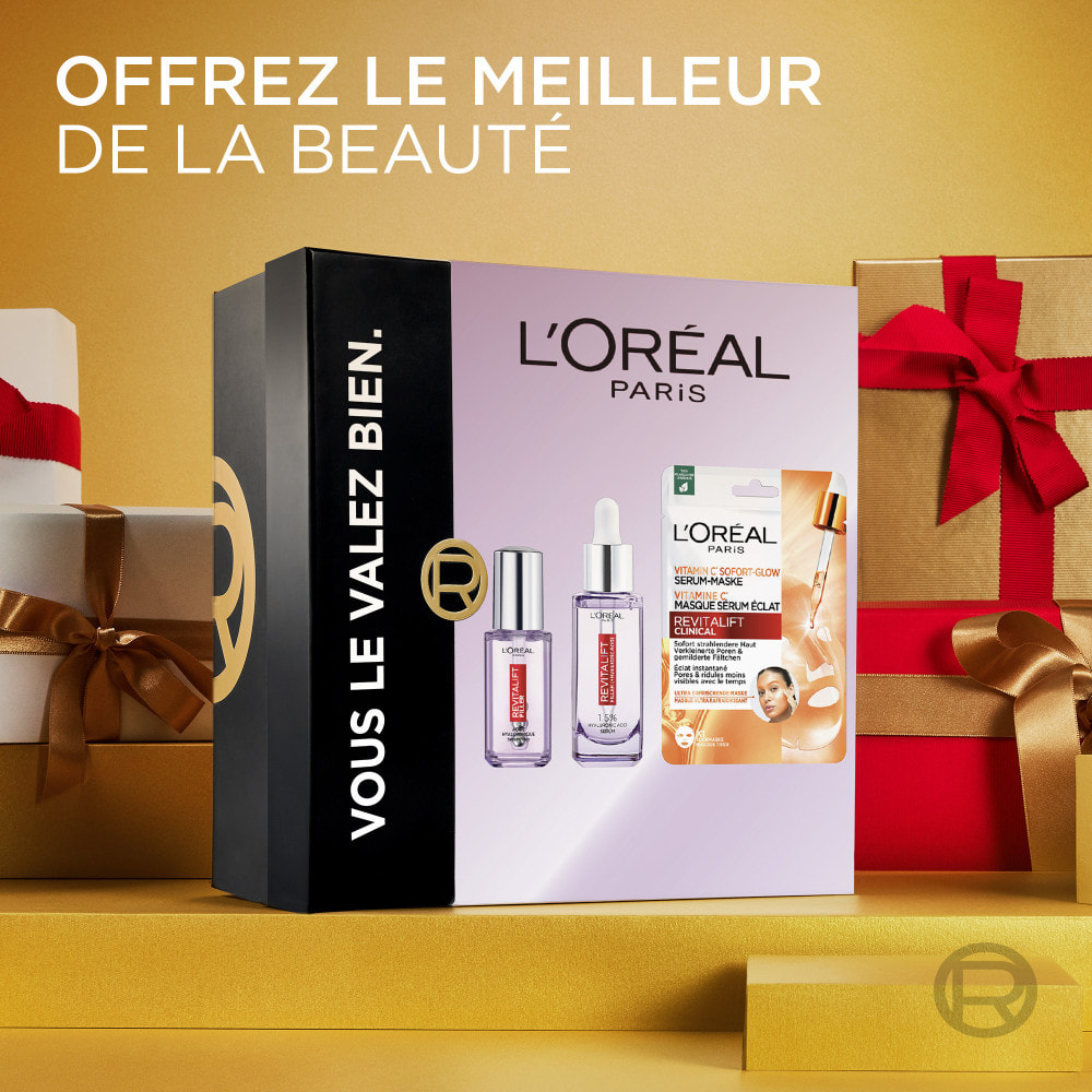 L’Oréal Paris Coffret Cadeau Soin Sérum Filler Anti-Rides + Sérum Yeux + Masque Eclat Visage