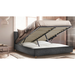 Lit coffre Mala 160x200cm tissu gris