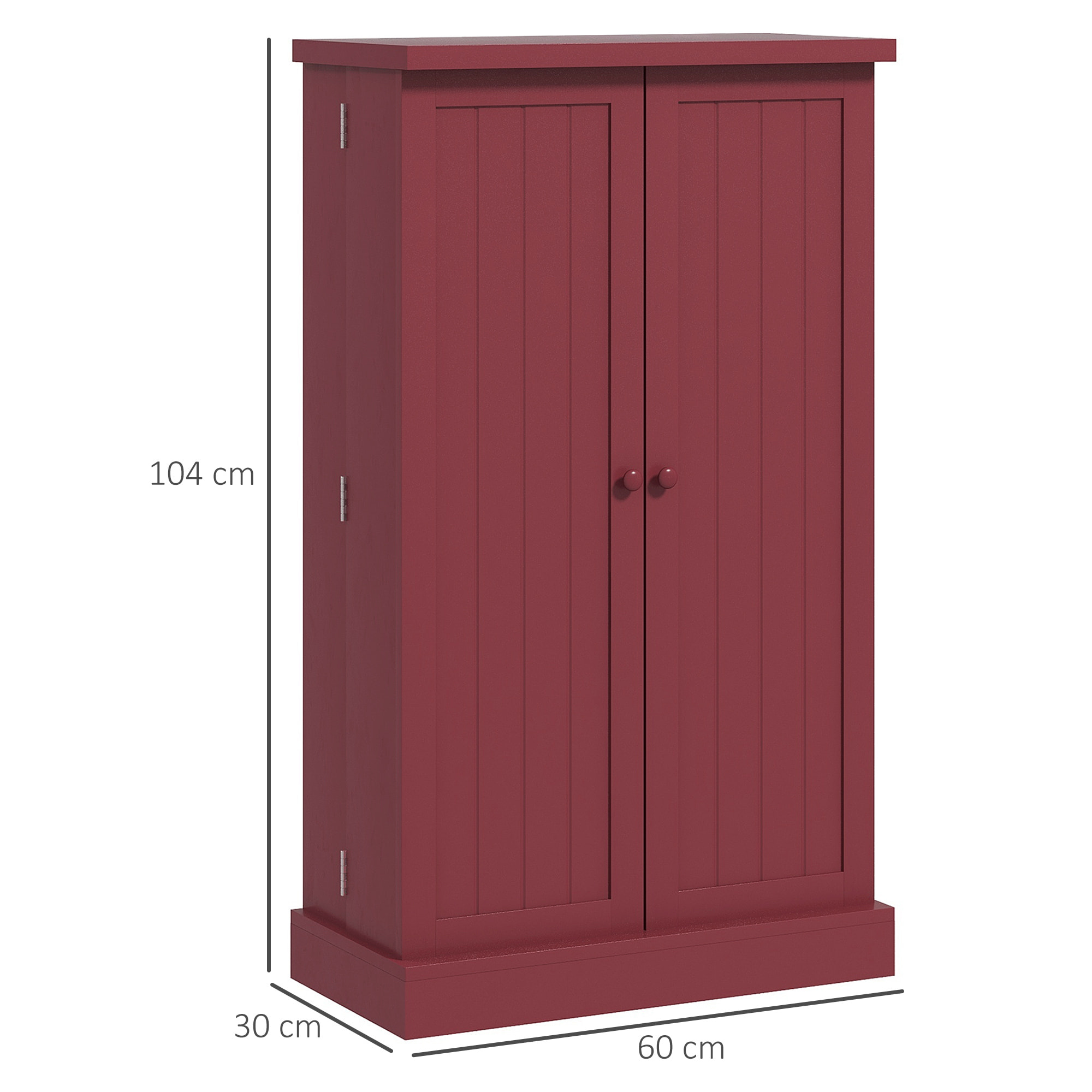 Armoire de cuisine 2 portes total 14 étagères - dim. 60L x 30l x 104H cm - MDF bordeaux