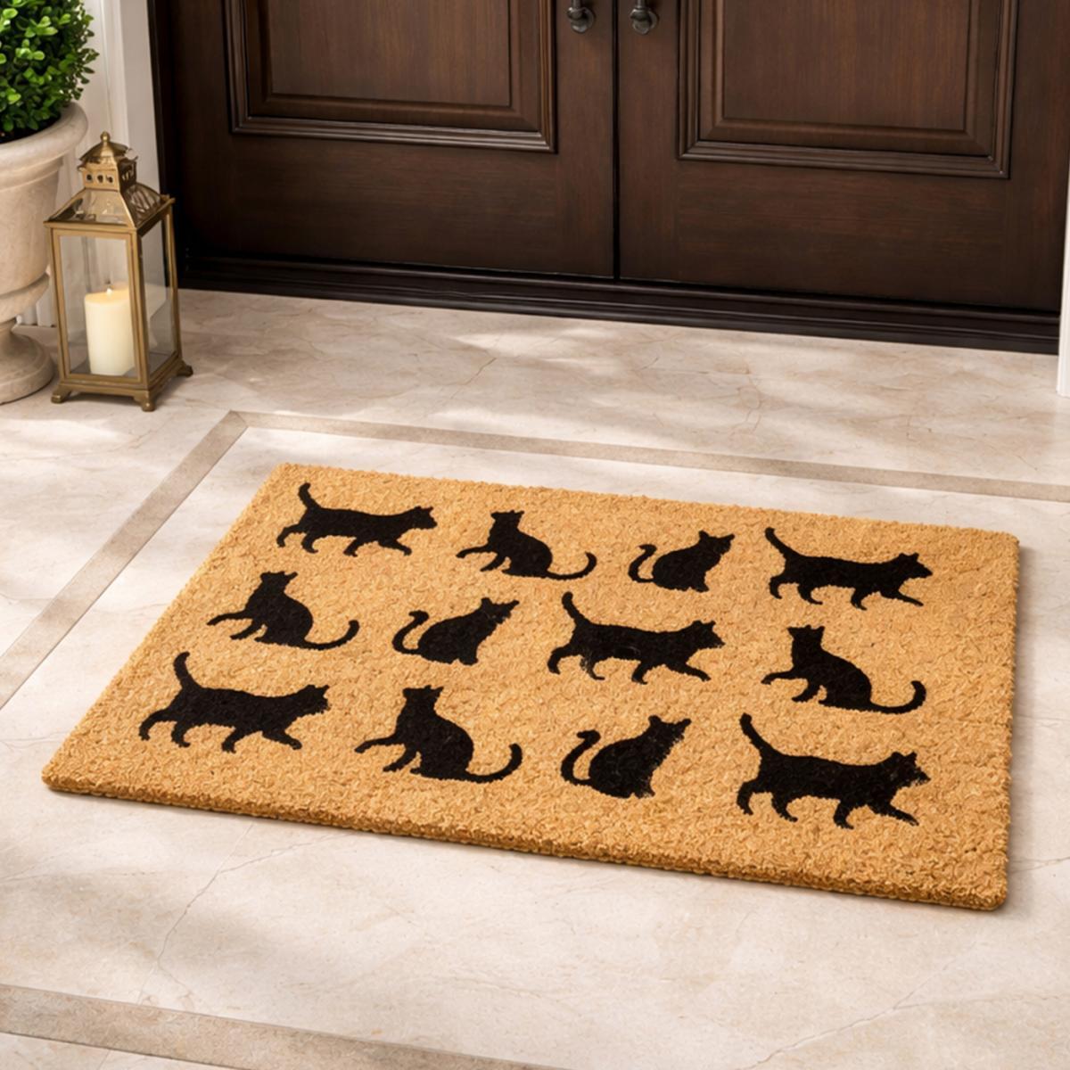 Paillasson motif animaux en relief, fibres naturelles tissées, PARADE