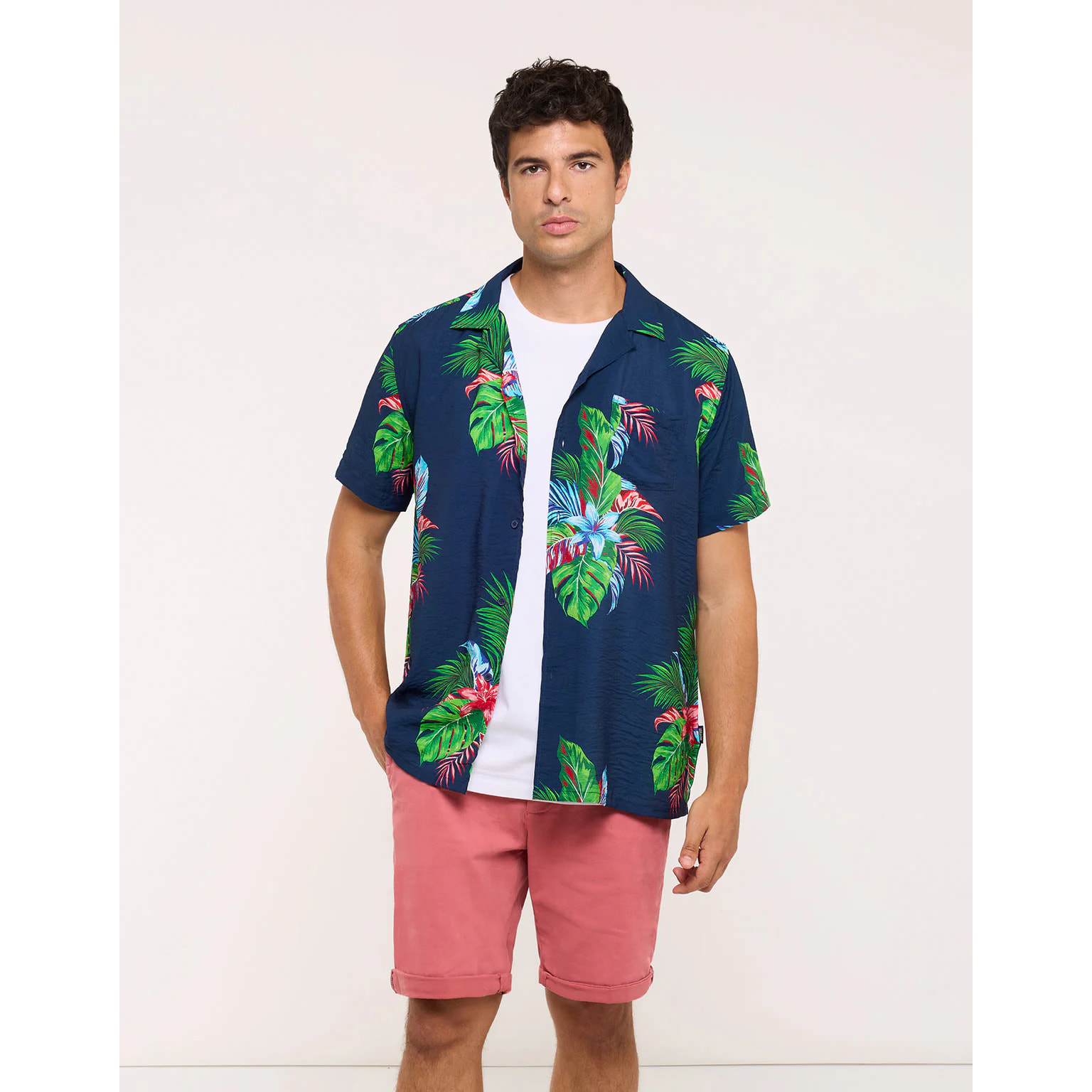 Camisa Manga Corta Azul Marino - Cattaneo