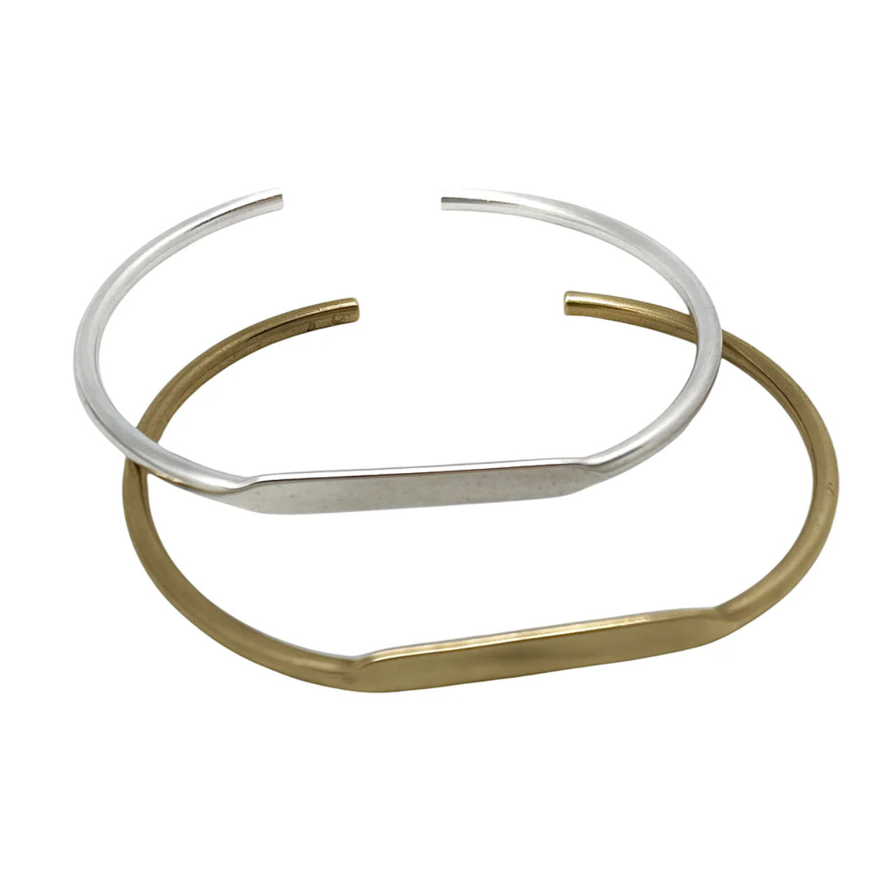 Pack pulseras combo Tubular fino latón plata_oro