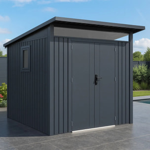 Abri de jardin métal Gris Anthracite 4.37m² + kit d'ancrage