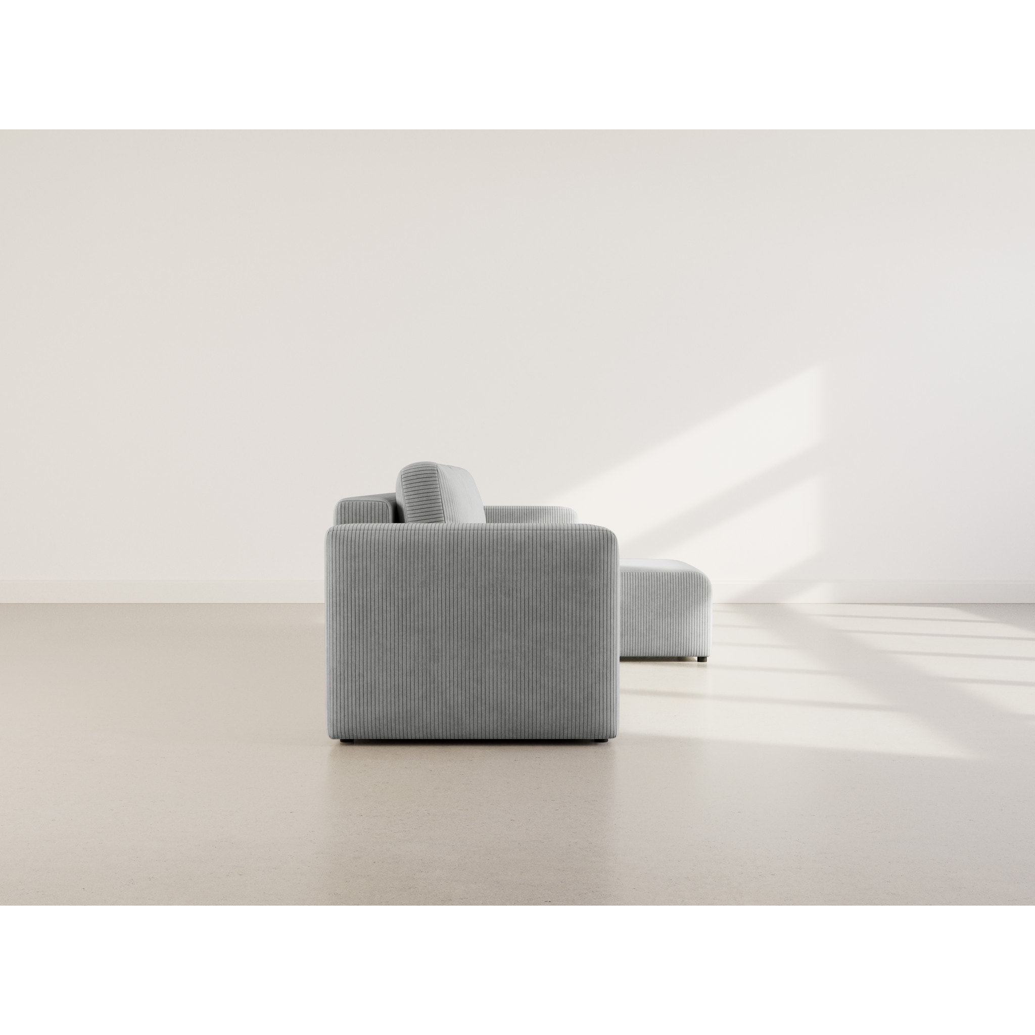 Canopy - canapé d'angle réversible 4 places convertible avec coffre en velours côtelé - Gris clair