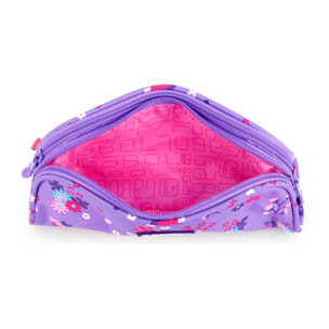 Estuche doble Gabol VIOLET con flores y resistente al agua
