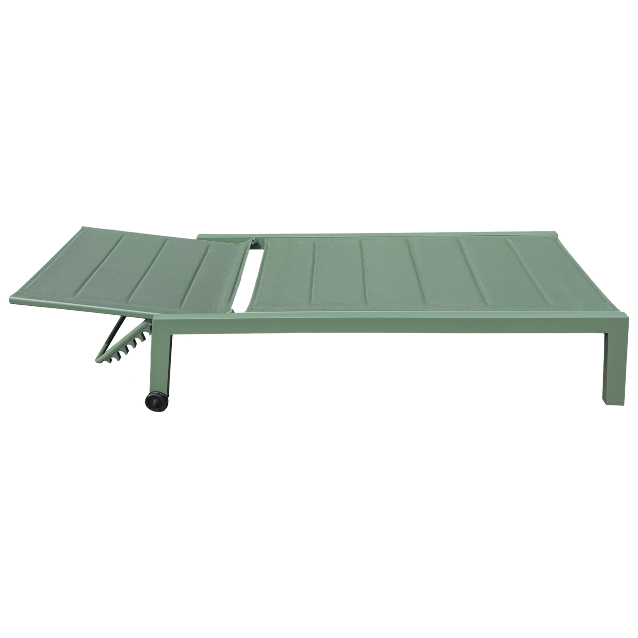 Set bain de soleil et table d'appoint BARBADOS en textilène vert sauge - aluminium vert sauge