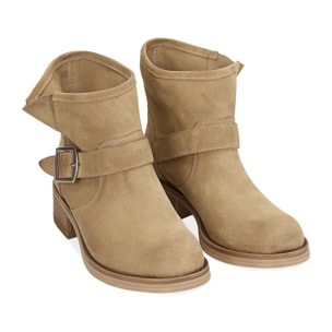 Biker boots taupe in camoscio