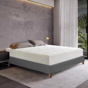 Ensemble Matelas Pure & Sommier Déco | Gel, mémoire de forme et mousse HD+ | Cadre à lattes | Simili cuir | Gris