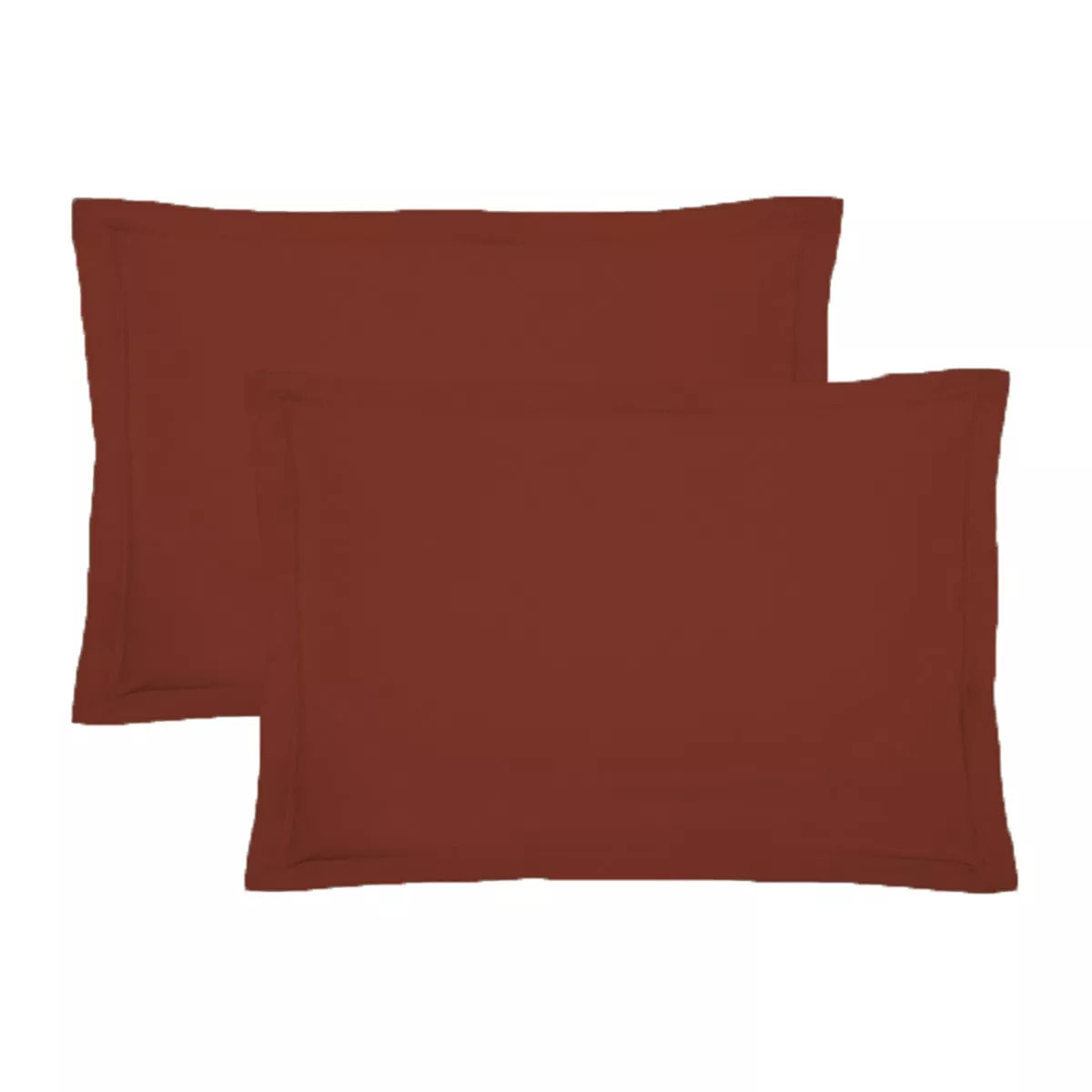 Lot de 2 taies percale de coton uni rouge La percale francaise grenat