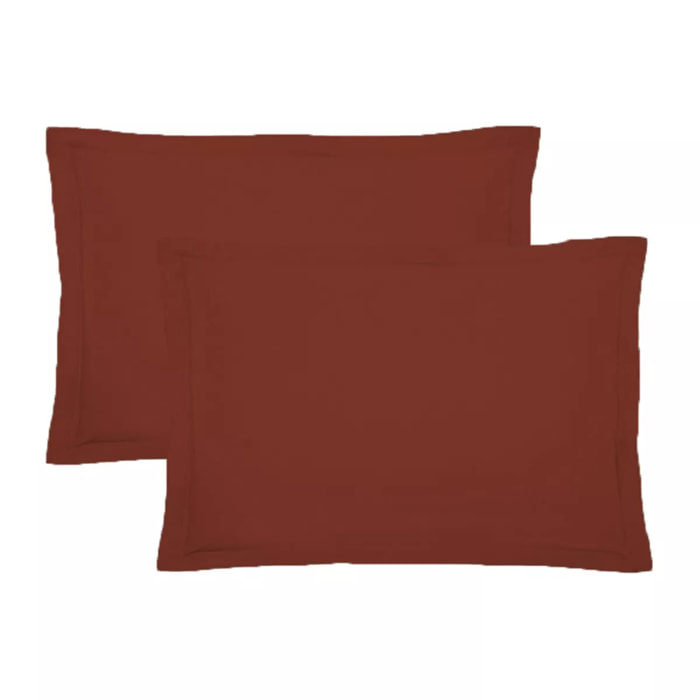 Lot de 2 taies percale de coton uni rouge La percale francaise grenat