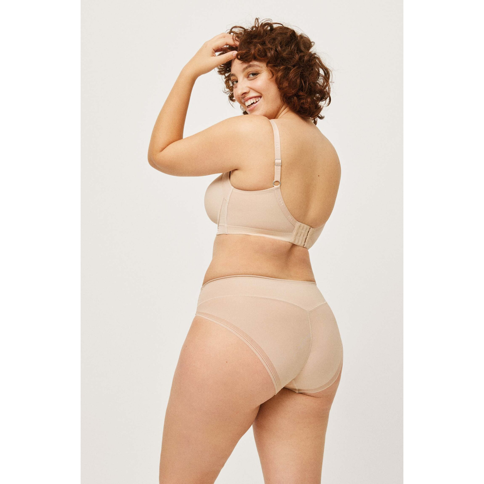 Slip midi riducente basico a compressione media beige