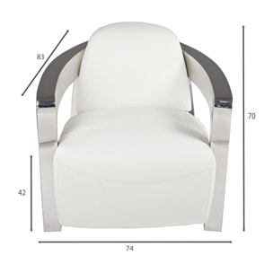 Fauteuil en cuir blanc et structure en acier inoxydable ODYSSEE