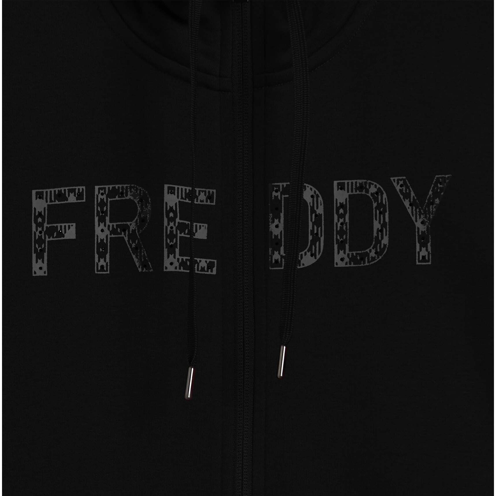 Tuta con logo frontale perlato e collo alto