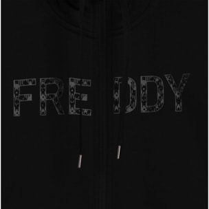 Tuta con logo frontale perlato e collo alto