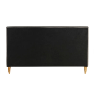 Lit 2 places 160x200 cm avec tête de lit en tissu gris clair LEONCE