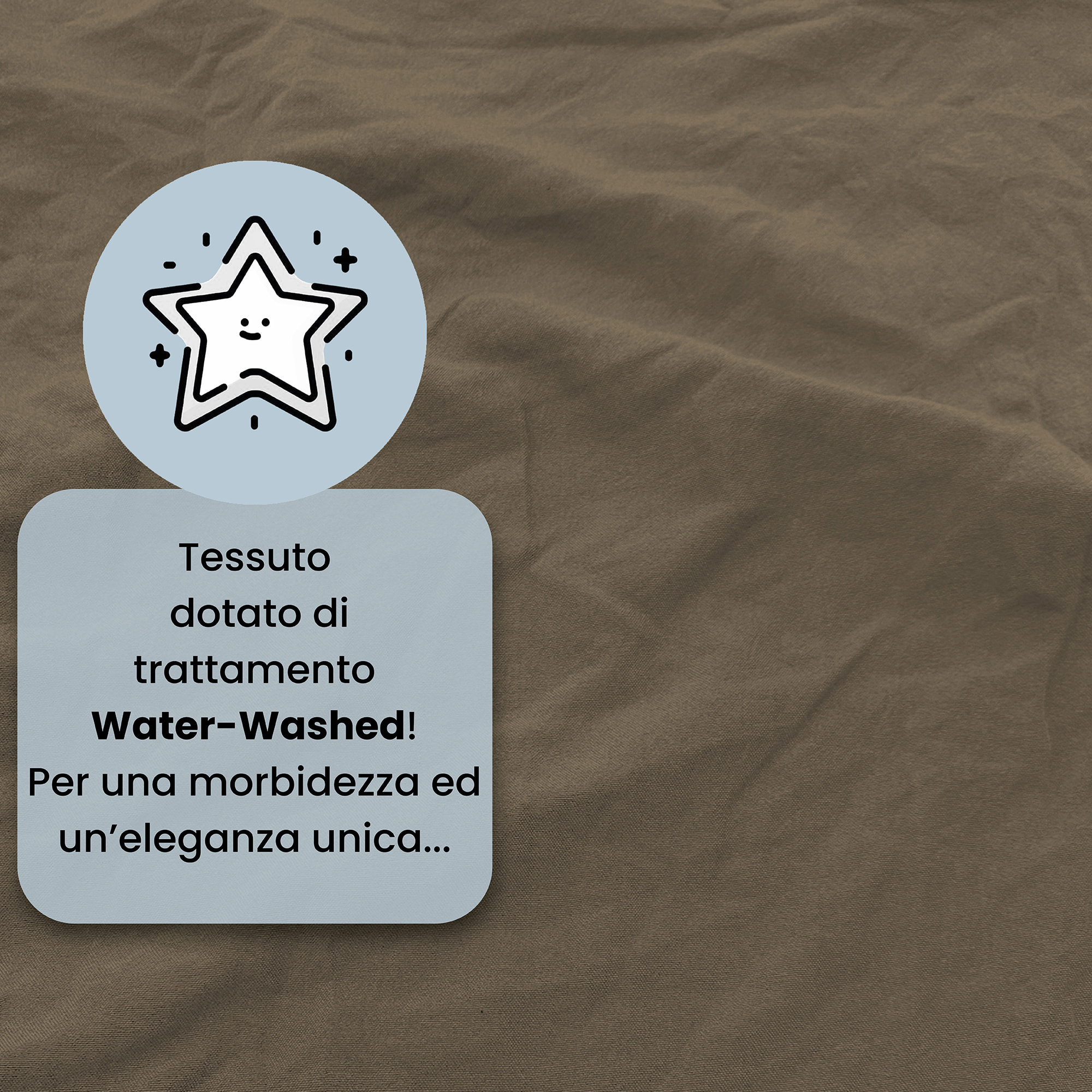 COMPLETO LETTO WATER WASHED, 100% Microfibra, No Stiro - NOCCIOLA