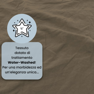 COMPLETO LETTO WATER WASHED, 100% Microfibra, No Stiro - NOCCIOLA