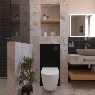 Glass bâti-support pour WC suspendu, hauteur 100,3 cm, double chasse 3/6 L, noir (SATAMGBL)