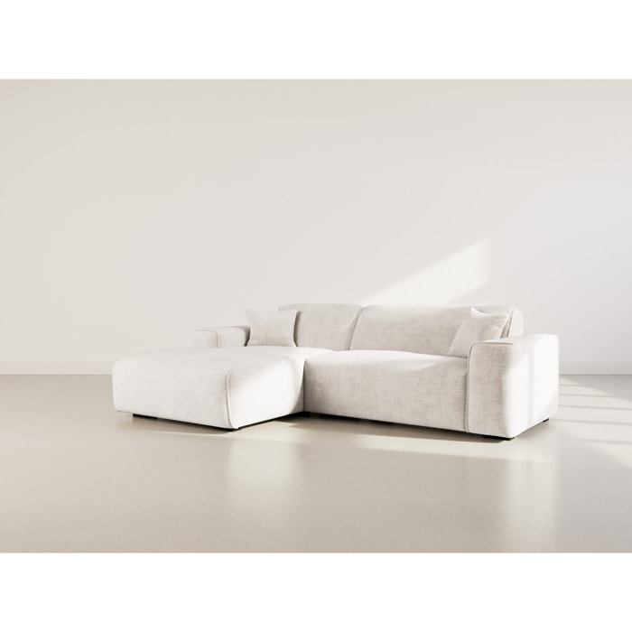 Lison - Canapé d'angle gauche 4 places en velours texturé - Beige