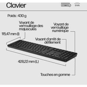 Clavier + Souris HP 650 Noir sans fil
