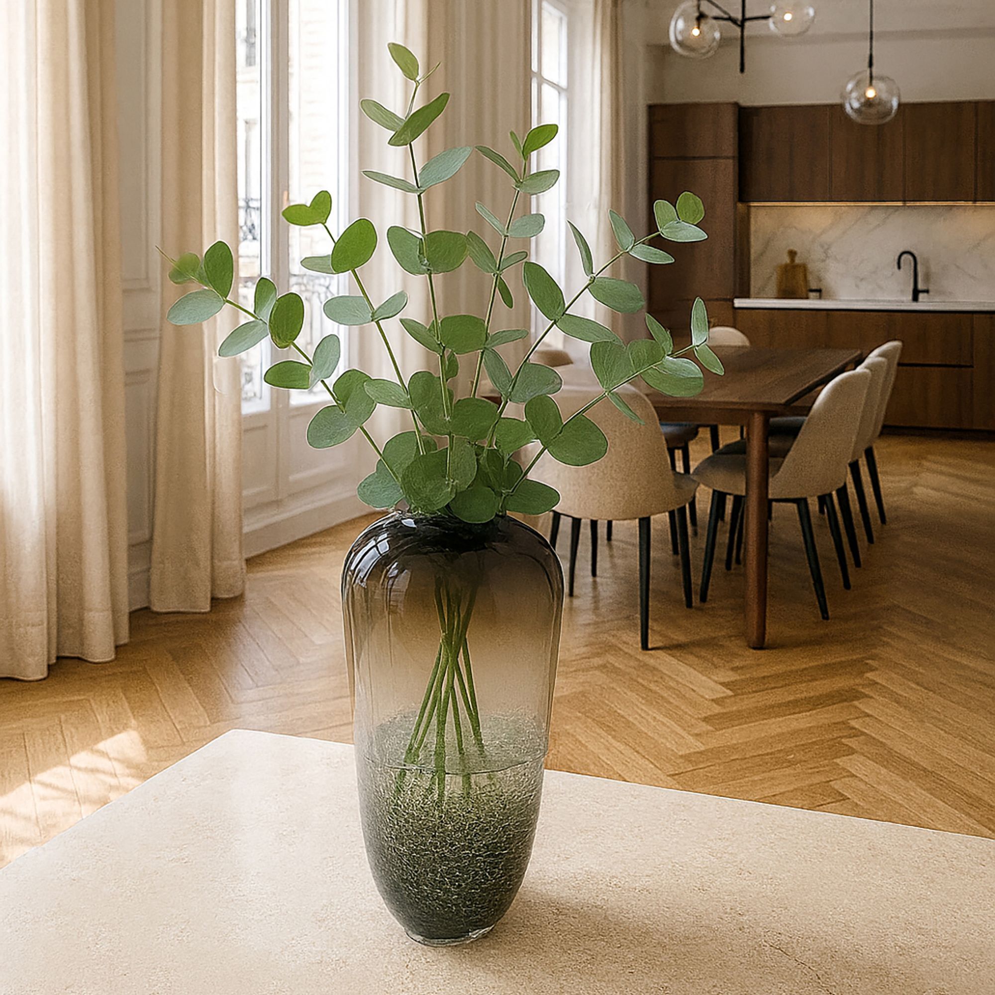 Vase marron et noir en verre soufflé h27cm LIV