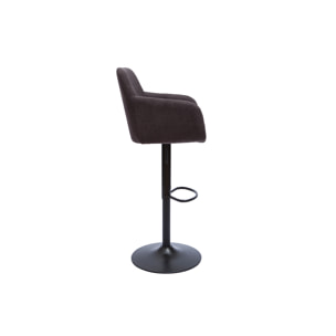 Tabourets de bar réglables tissu effet velours gris foncé et métal (lot de 2) AMIKA