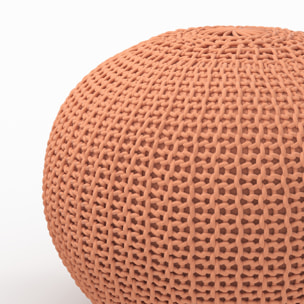 Pouf tricot rond rose poudré D40 cm - Elisa