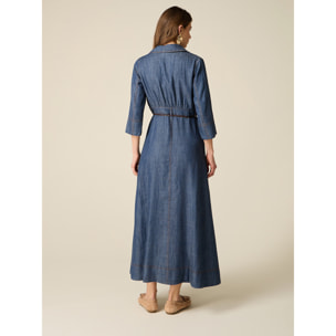 Oltre - Vestido largo efecto denim - Azul
