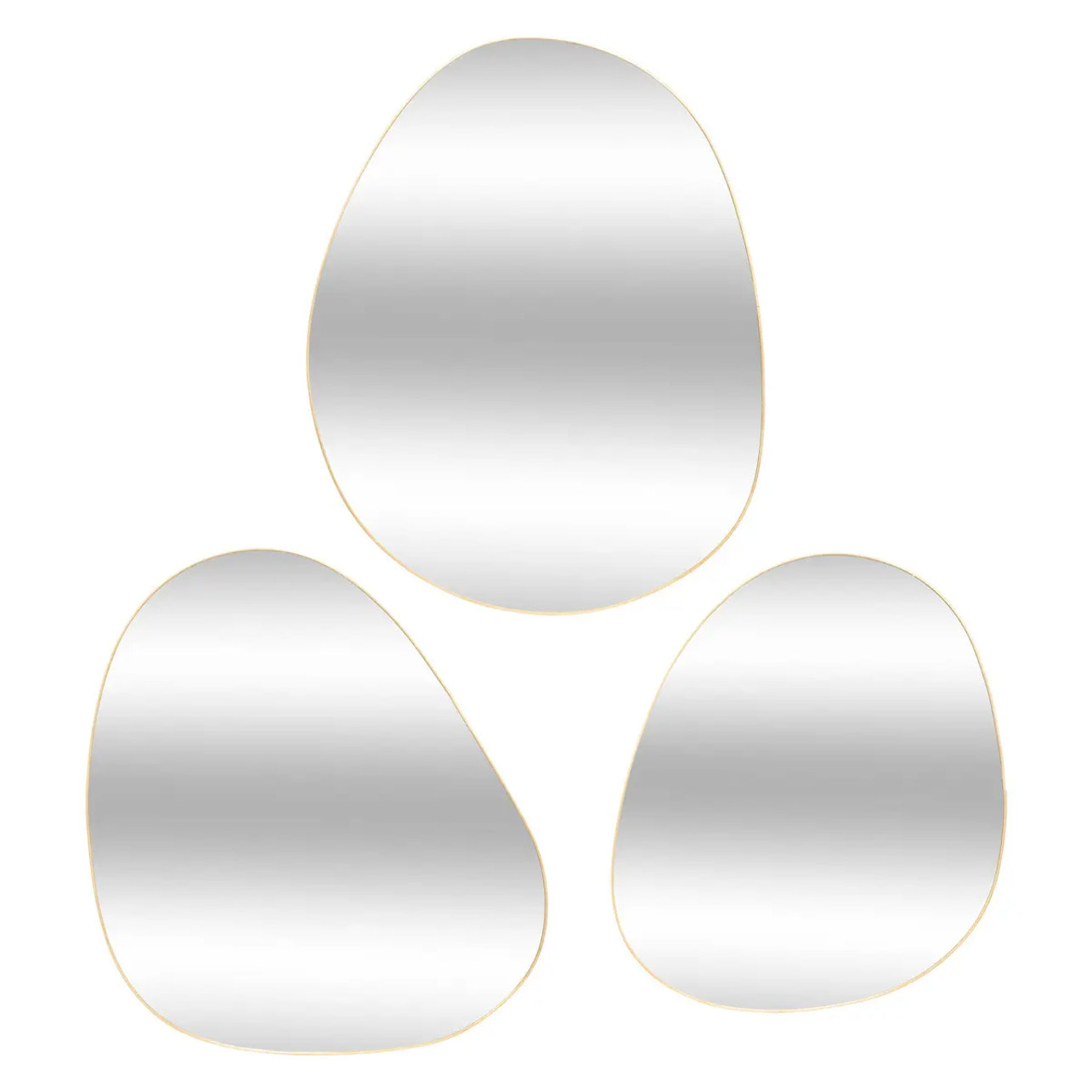 Lot de 3 miroirs organiques "Lida" L32/44,5/47cm or
