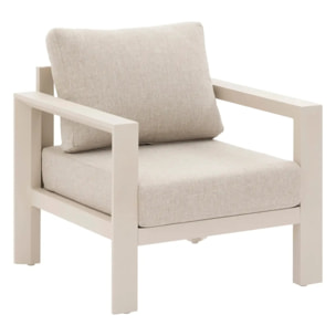 Salon de jardin "Évasion" argile & lin 5 places en oléfine et aluminium