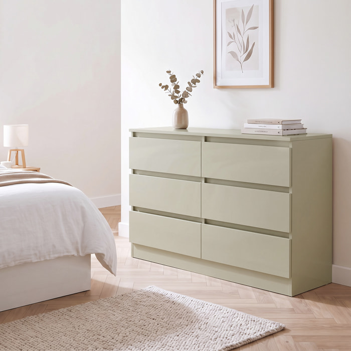 HOMCOM Cómoda de 6 Cajones para Dormitorio, Cajonera Estrecha, Sinfonier Moderno, Soporte para TV hasta 47 Pulgadas, para Salón, Vestidor, Pasillo, 100x35x69 cm, Marrón Claro