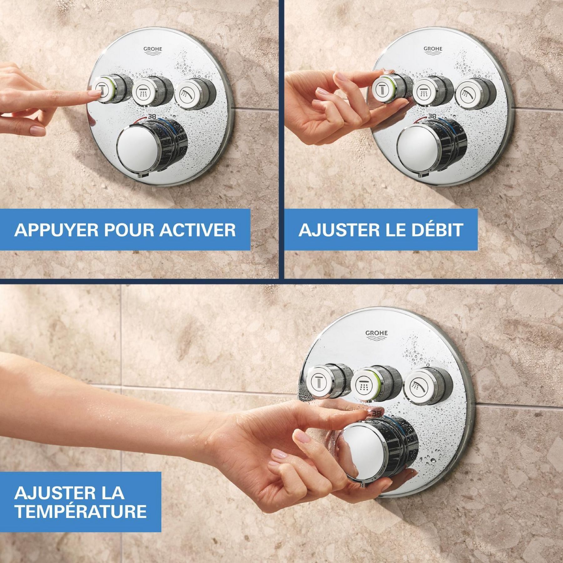 Pack douche encastrée SmartControl + Vitalio SmartActive 310, chromé