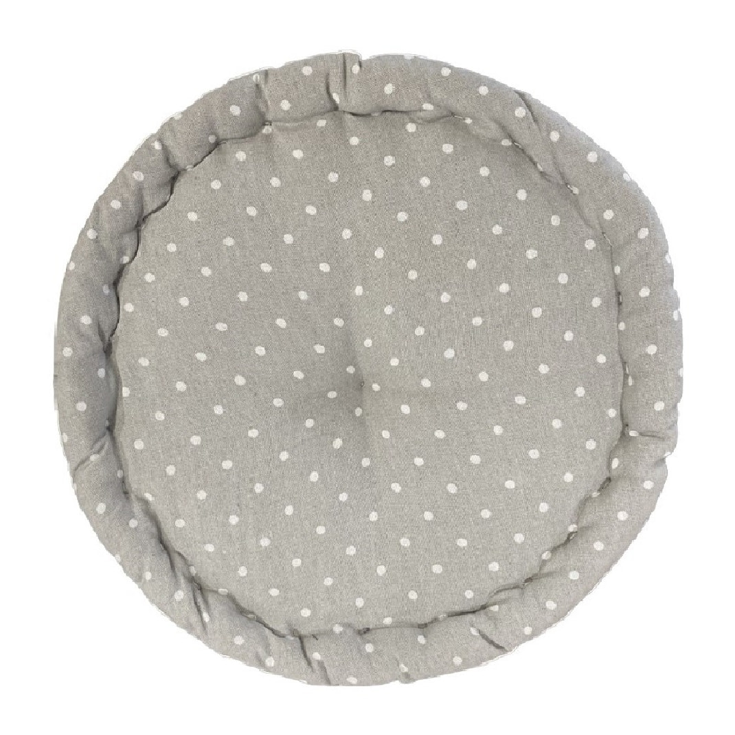 Coussin de sol imprimé a pois coton CHARME gris clair