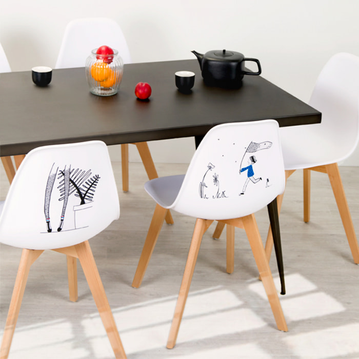 Table rectangulaire 6 personnes en métal gris 150 cm - Indus