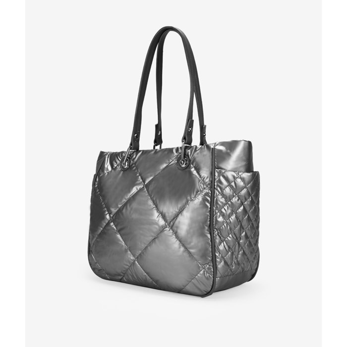 Bolso shopper plomo acolchado