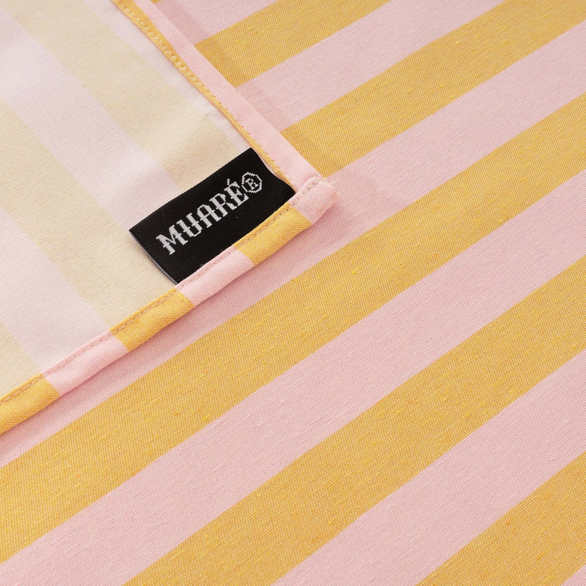 Nappe en tissu jacquard Maglia rayé Rose et Jaune d’œuf
