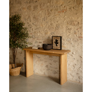 Console en bois massif ton chêne moyen de 120x80cm Hauteur: 35 Longueur: 120 Largeur: 80