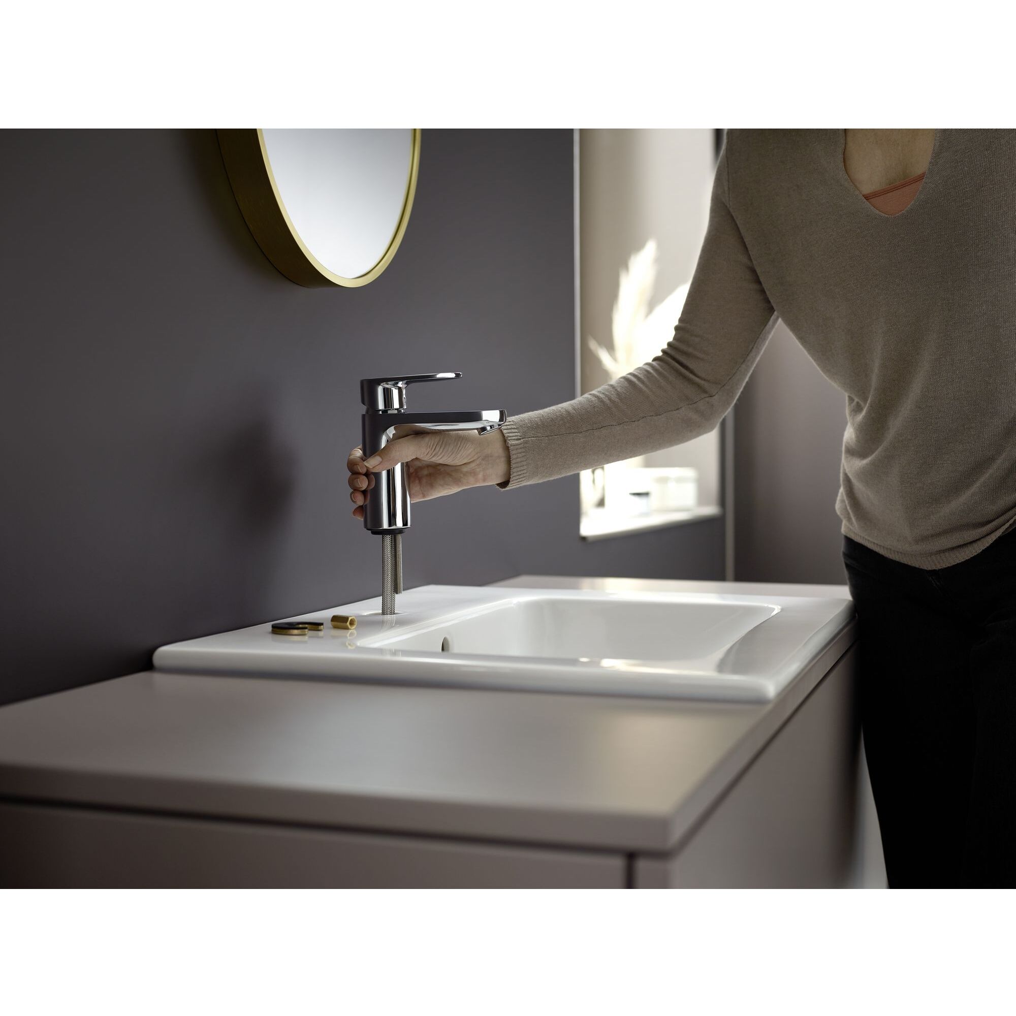 Vernis Blend Mitigeur de lavabo 100 avec tirette et vidage métallique chromé