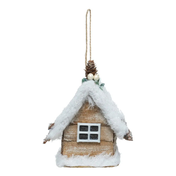 Sujet maison neige 13cm polystyrène assorti