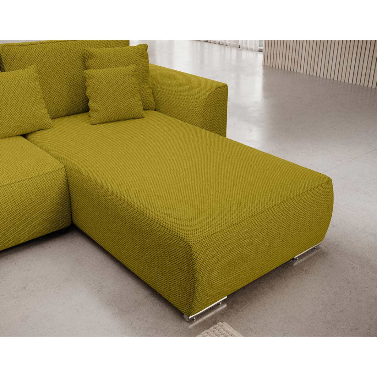 Gabriel - Canapé panoramique en U 7 places convertible avec coffre en tissu texturé - Vert